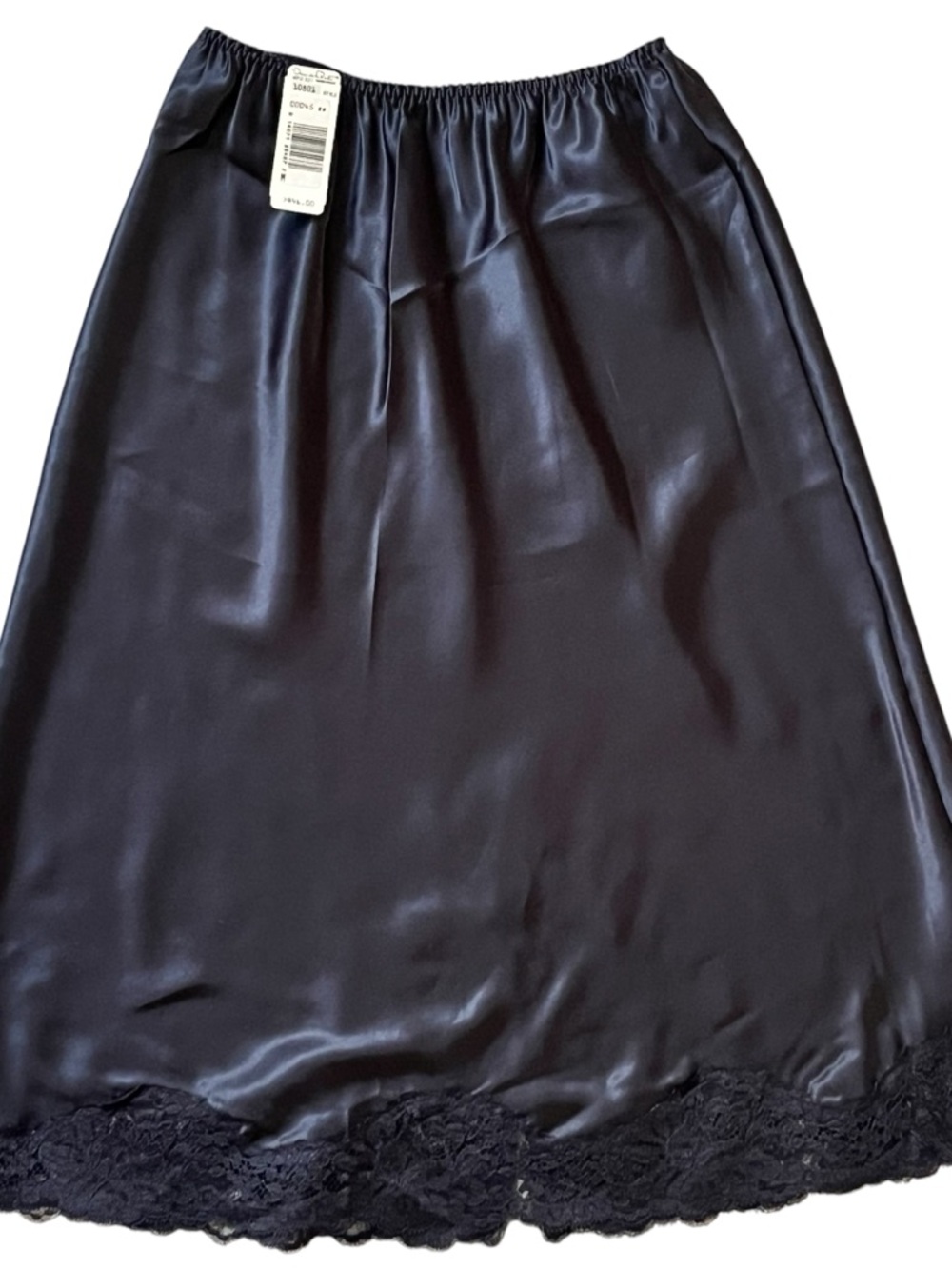 Oscar de la Renta Century 21 Black Satin Lace Slip Skirt